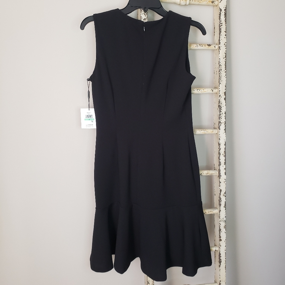 NWT Calvin Klein Sleeveless Black Ruffle Hem Midi Dress, Size 8 - Picture 7 of 7